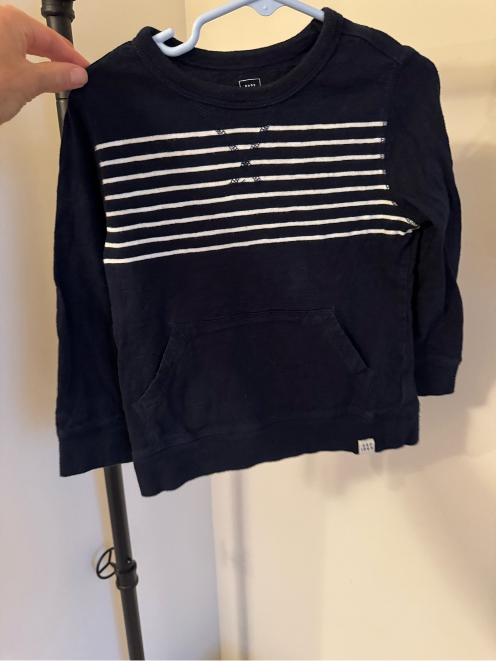 GAP Navy Pullover Hoodie with White Stripes